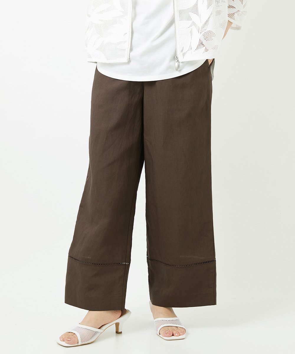 PHLGD31290 GEORGES RECH(小さいサイズ)(メゾン ドゥ サンク)  [セットアップ対応]フレンチリネンハシゴレースワイドパンツ ベージュ
