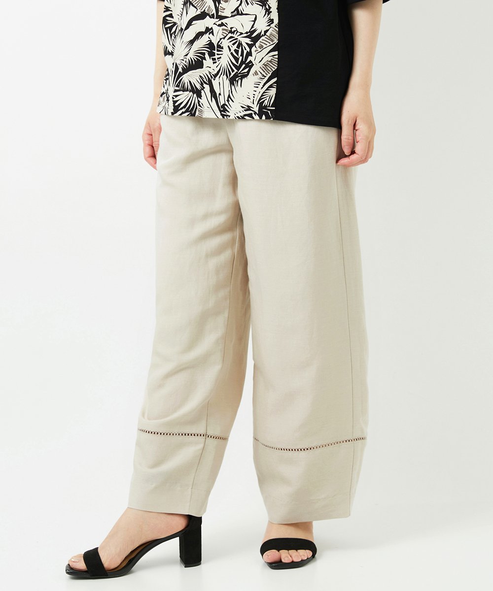 PHLGD31290 GEORGES RECH(小さいサイズ)(メゾン ドゥ サンク)  [セットアップ対応]フレンチリネンハシゴレースワイドパンツ ベージュ