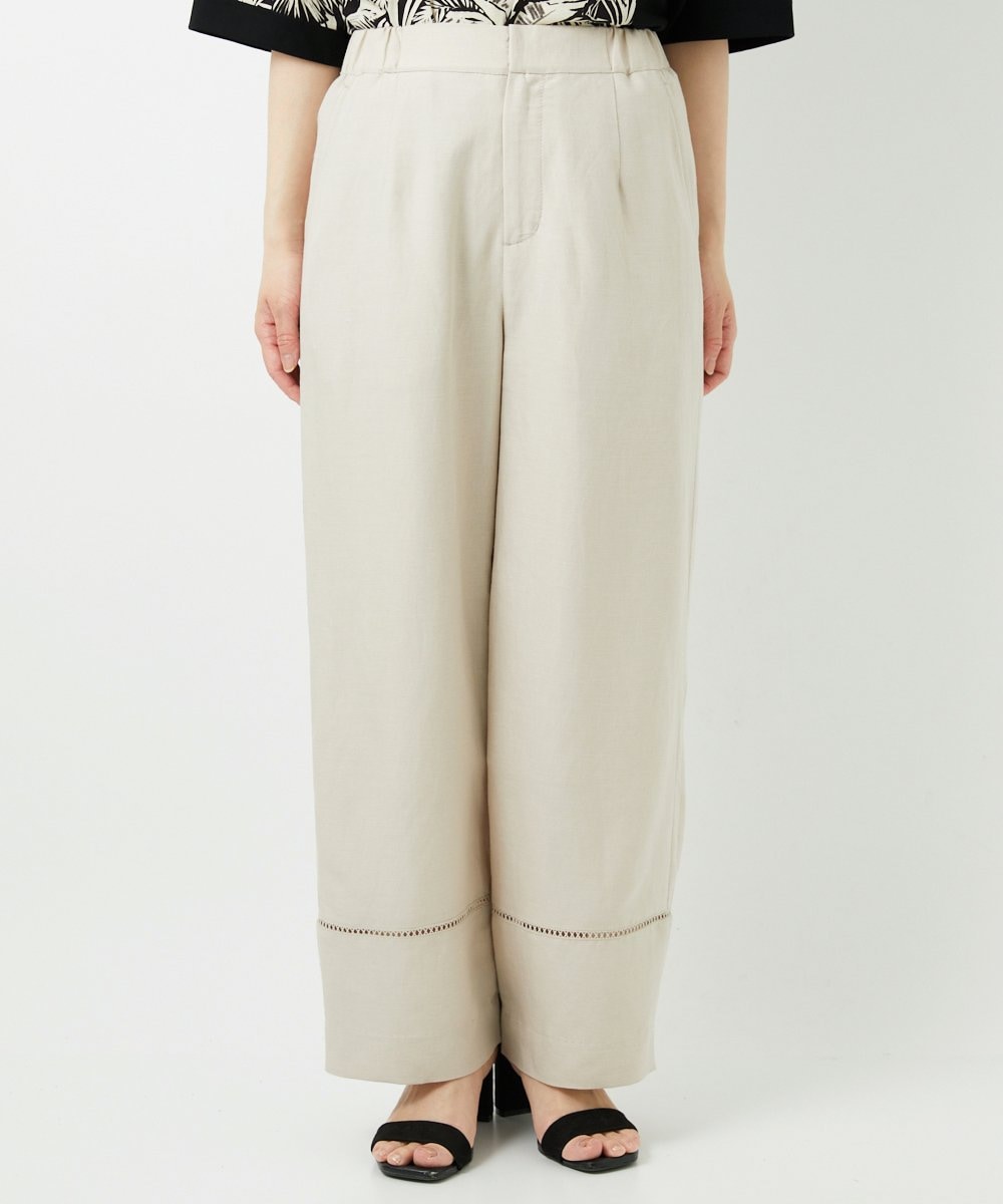 PHLGD31290 GEORGES RECH(小さいサイズ)(メゾン ドゥ サンク)  [セットアップ対応]フレンチリネンハシゴレースワイドパンツ ベージュ
