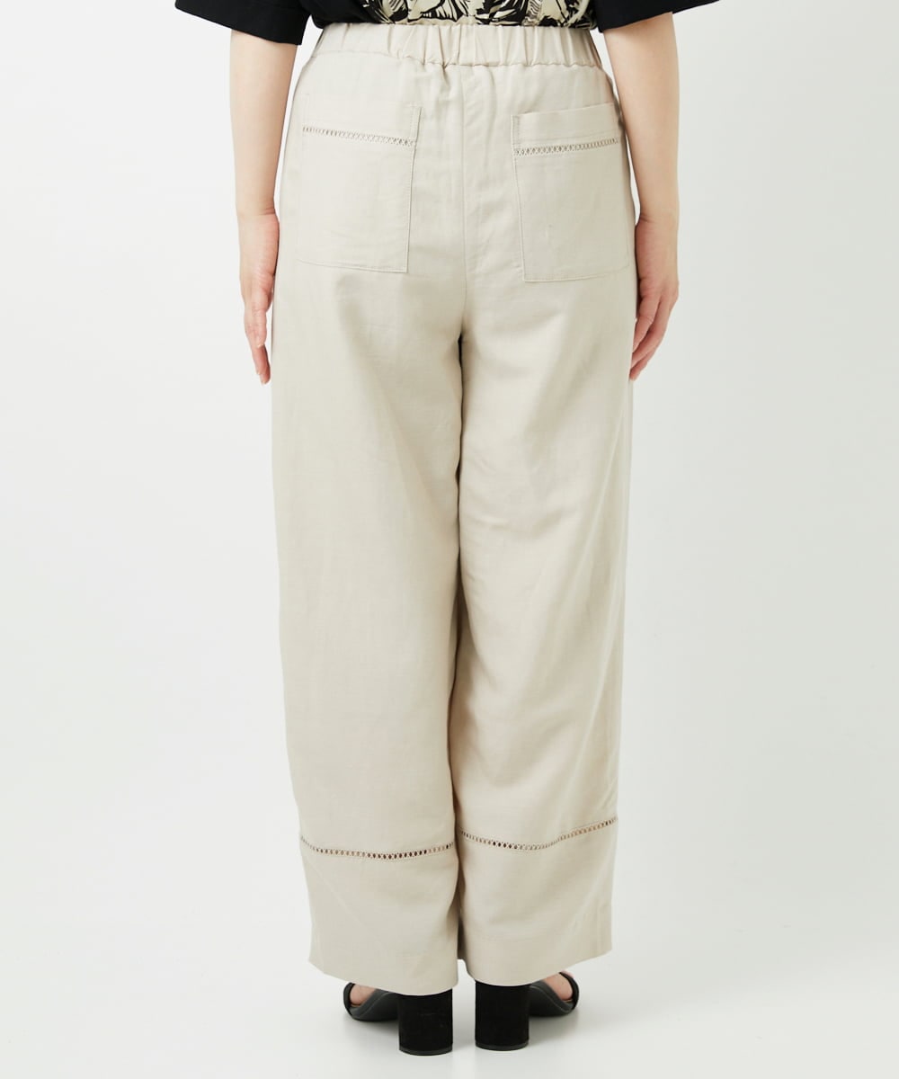 PHLGD31290 GEORGES RECH(小さいサイズ)(メゾン ドゥ サンク)  [セットアップ対応]フレンチリネンハシゴレースワイドパンツ ブラウン