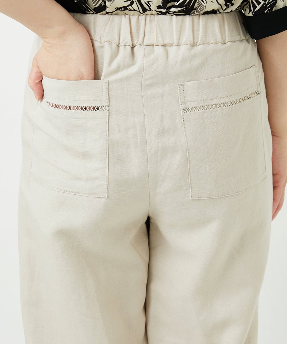 PHLGD31290 GEORGES RECH(小さいサイズ)(メゾン ドゥ サンク)  [セットアップ対応]フレンチリネンハシゴレースワイドパンツ ブラウン