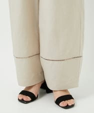 PHLGD31290 GEORGES RECH(小さいサイズ)(メゾン ドゥ サンク)  [セットアップ対応]フレンチリネンハシゴレースワイドパンツ ブラウン
