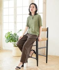 PHLGD31290 GEORGES RECH(小さいサイズ)(メゾン ドゥ サンク)  [セットアップ対応]フレンチリネンハシゴレースワイドパンツ ブラウン