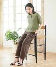 PHLGD31290 GEORGES RECH(小さいサイズ)(メゾン ドゥ サンク)  [セットアップ対応]フレンチリネンハシゴレースワイドパンツ ブラウン