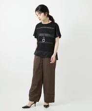 PHLGD31290 GEORGES RECH(小さいサイズ)(メゾン ドゥ サンク)  [セットアップ対応]フレンチリネンハシゴレースワイドパンツ ブラウン