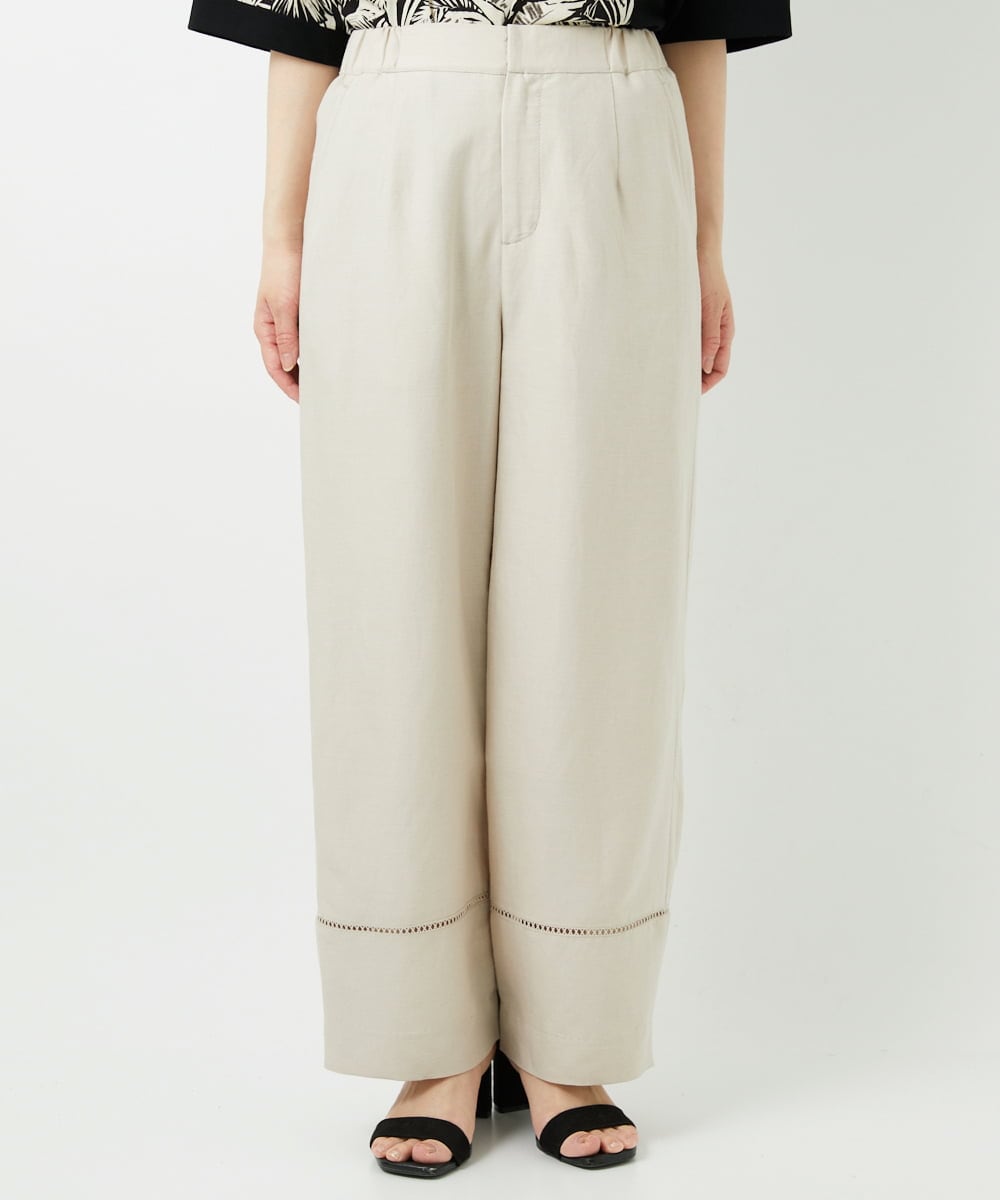 PHLGD31290 GEORGES RECH(小さいサイズ)(メゾン ドゥ サンク)  [セットアップ対応]フレンチリネンハシゴレースワイドパンツ ブラウン