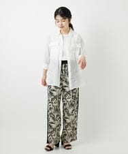 PHLGD32330 GEORGES RECH(小さいサイズ)(メゾン ドゥ サンク) リーフプリントイージーワイドパンツ ブラック系