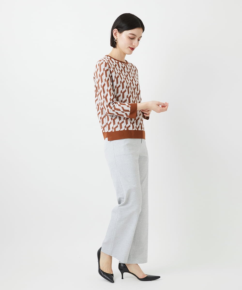 PHLGE52250 GEORGES RECH(小さいサイズ)(メゾン ドゥ サンク) シェルタリングドライオックスワイドパンツ ライトグレー