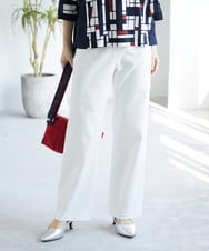 PHLGE52250 GEORGES RECH(小さいサイズ)(メゾン ドゥ サンク) シェルタリングドライオックスワイドパンツ ライトグレー