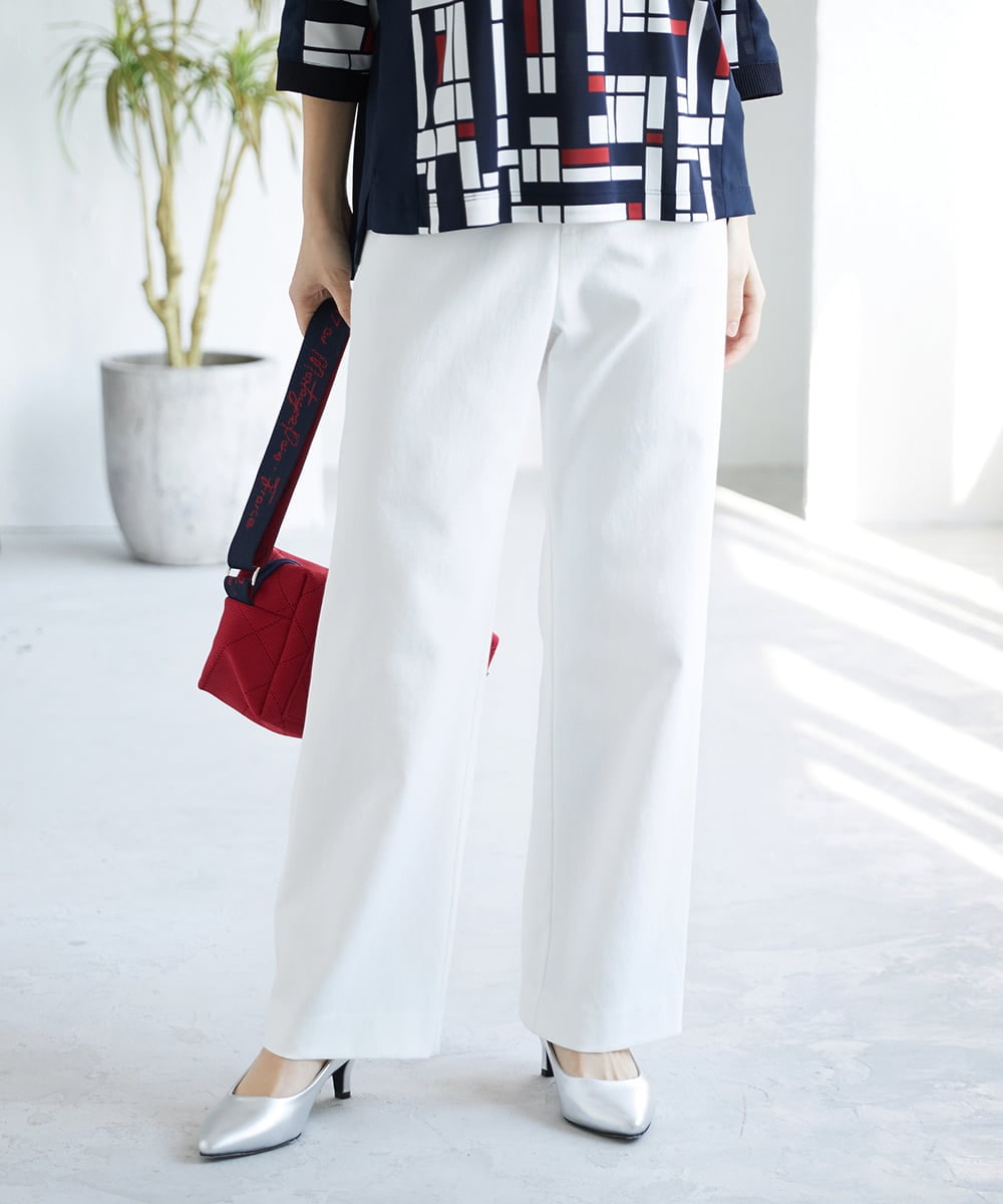 PHLGE52250 GEORGES RECH(小さいサイズ)(メゾン ドゥ サンク) シェルタリングドライオックスワイドパンツ ライトグレー