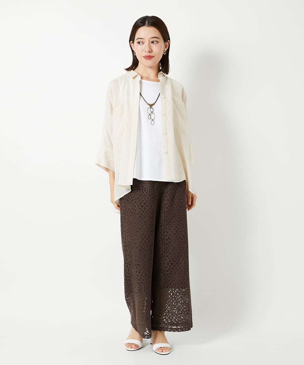 PHLHD42390 GEORGES RECH(小さいサイズ)(メゾン ドゥ サンク)  [セットアップ対応]ラッセルレースイージーパンツ アイボリー