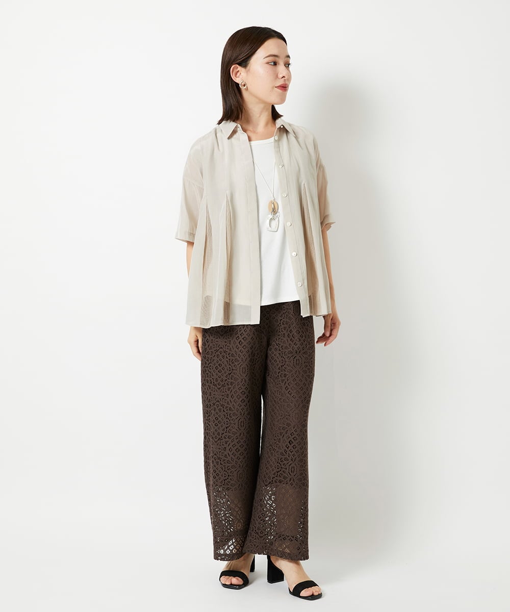 PHLHD42390 GEORGES RECH(小さいサイズ)(メゾン ドゥ サンク)  [セットアップ対応]ラッセルレースイージーパンツ アイボリー