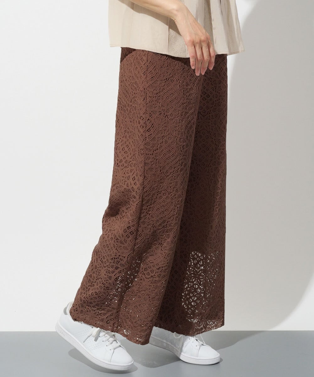 PHLHD42390 GEORGES RECH(小さいサイズ)(メゾン ドゥ サンク)  [セットアップ対応]ラッセルレースイージーパンツ ブラウン