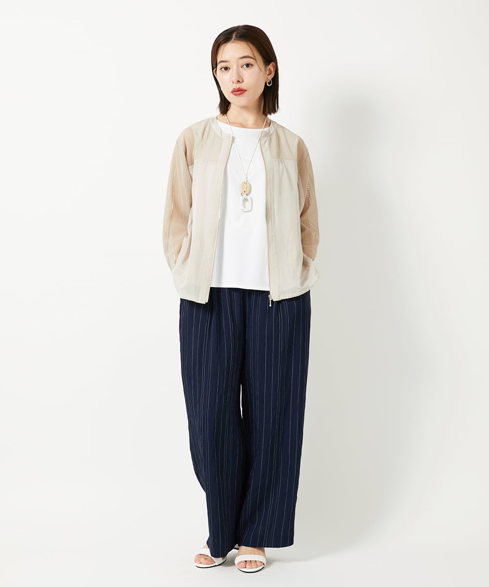 PHLHD46250 GEORGES RECH(小さいサイズ)(メゾン ドゥ サンク) ランダムピンストライプドビーバレルパンツ ブラウン