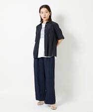 PHLHD46250 GEORGES RECH(小さいサイズ)(メゾン ドゥ サンク) ランダムピンストライプドビーバレルパンツ ブラウン