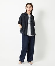 PHLHD46250 GEORGES RECH(小さいサイズ)(メゾン ドゥ サンク) ランダムピンストライプドビーバレルパンツ ブラウン