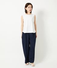 PHLHD46250 GEORGES RECH(小さいサイズ)(メゾン ドゥ サンク) ランダムピンストライプドビーバレルパンツ ブラウン