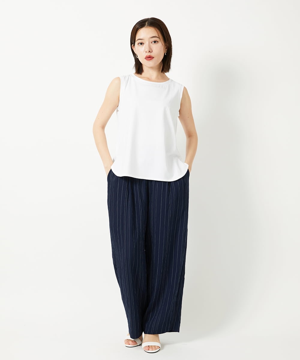 PHLHD46250 GEORGES RECH(小さいサイズ)(メゾン ドゥ サンク) ランダムピンストライプドビーバレルパンツ ブラウン