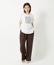 PHLHD46250 GEORGES RECH(小さいサイズ)(メゾン ドゥ サンク) ランダムピンストライプドビーバレルパンツ ブラウン