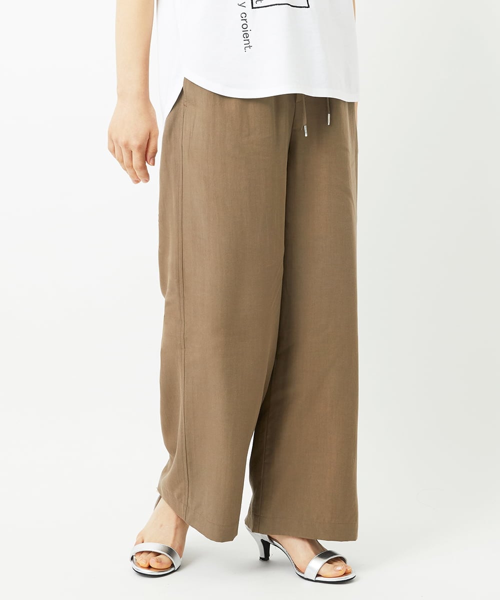 PHLHE70230 GEORGES RECH(小さいサイズ)(メゾン ドゥ サンク) リネン混リラックスワイドパンツ ベージュ