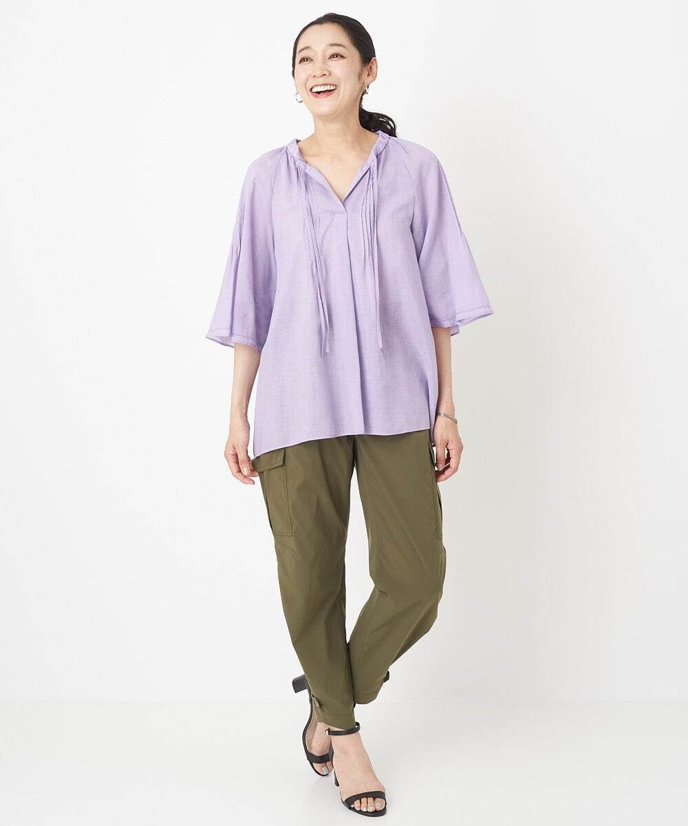 PHLHT17270 GEORGES RECH(小さいサイズ)(メゾン ドゥ サンク) タスランストレッチカーゴパンツ カーキ