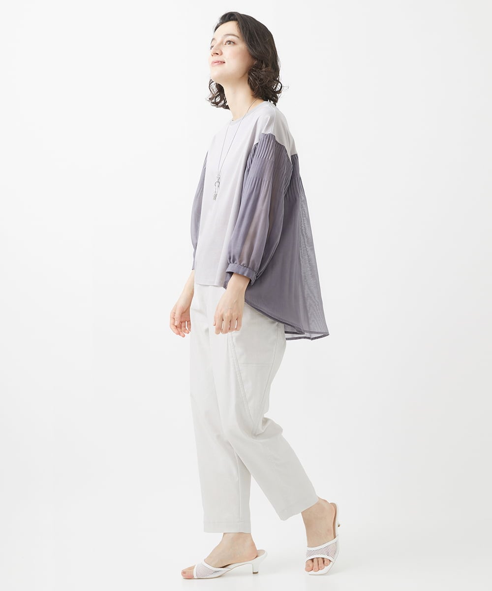 PHLHW12270 GEORGES RECH(小さいサイズ)(メゾン ドゥ サンク)  [日本製]シャンブレーツイルパンツ ライトグレー