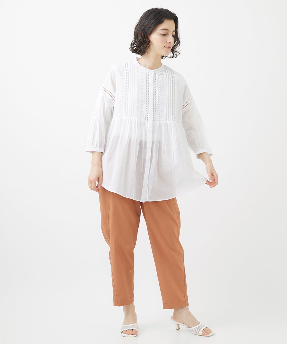 PHLHW12270 GEORGES RECH(小さいサイズ)(メゾン ドゥ サンク)  [日本製]シャンブレーツイルパンツ ライトグレー