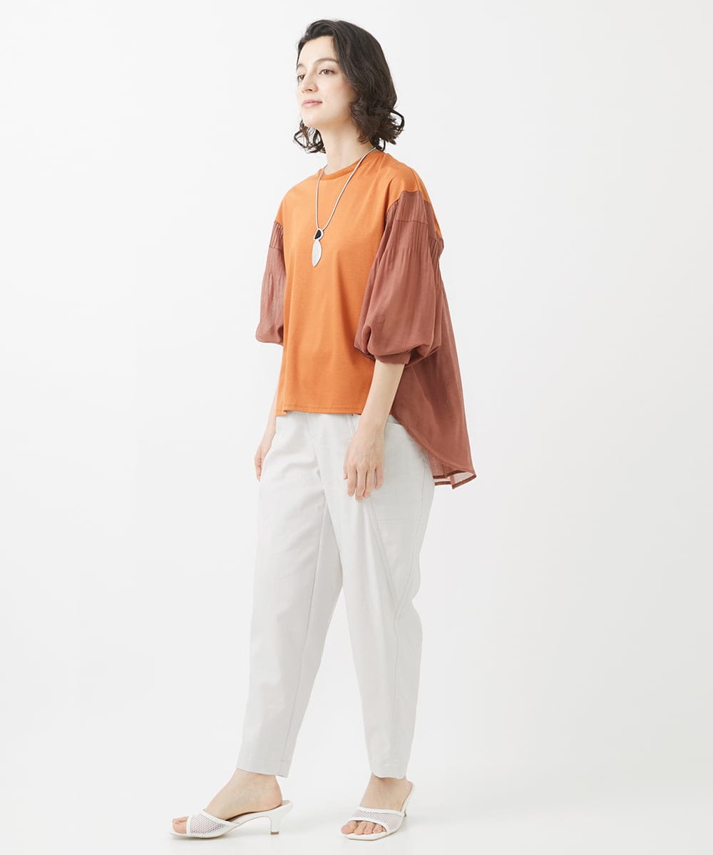 PHLHW12270 GEORGES RECH(小さいサイズ)(メゾン ドゥ サンク)  [日本製]シャンブレーツイルパンツ ライトグレー