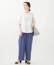 PHLHX37210 GEORGES RECH(小さいサイズ)(メゾン ドゥ サンク) ツイルタックワイドストレートパンツ ライトグレー