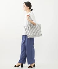 PHLHX37210 GEORGES RECH(小さいサイズ)(メゾン ドゥ サンク) ツイルタックワイドストレートパンツ ライトグレー