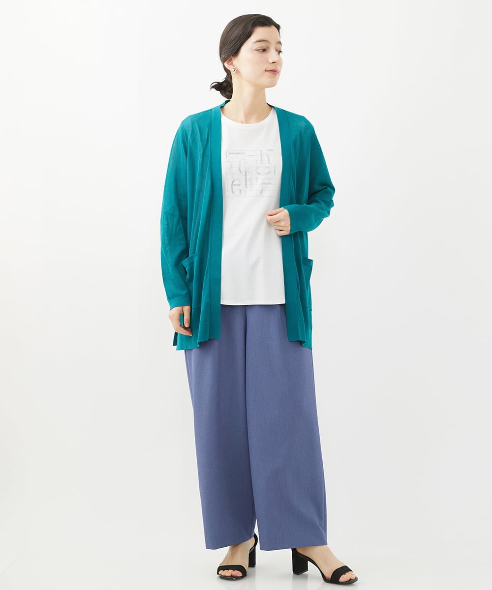 PHLHX37210 GEORGES RECH(小さいサイズ)(メゾン ドゥ サンク) ツイルタックワイドストレートパンツ ライトグレー