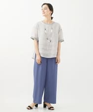 PHLHX37210 GEORGES RECH(小さいサイズ)(メゾン ドゥ サンク) ツイルタックワイドストレートパンツ ライトグレー