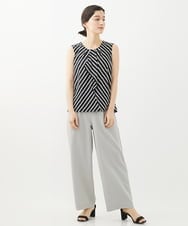 PHLHX37210 GEORGES RECH(小さいサイズ)(メゾン ドゥ サンク) ツイルタックワイドストレートパンツ ライトグレー