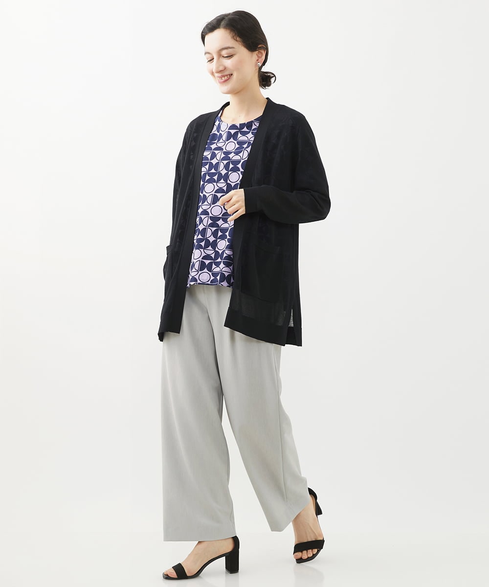 PHLHX37210 GEORGES RECH(小さいサイズ)(メゾン ドゥ サンク) ツイルタックワイドストレートパンツ ライトグレー