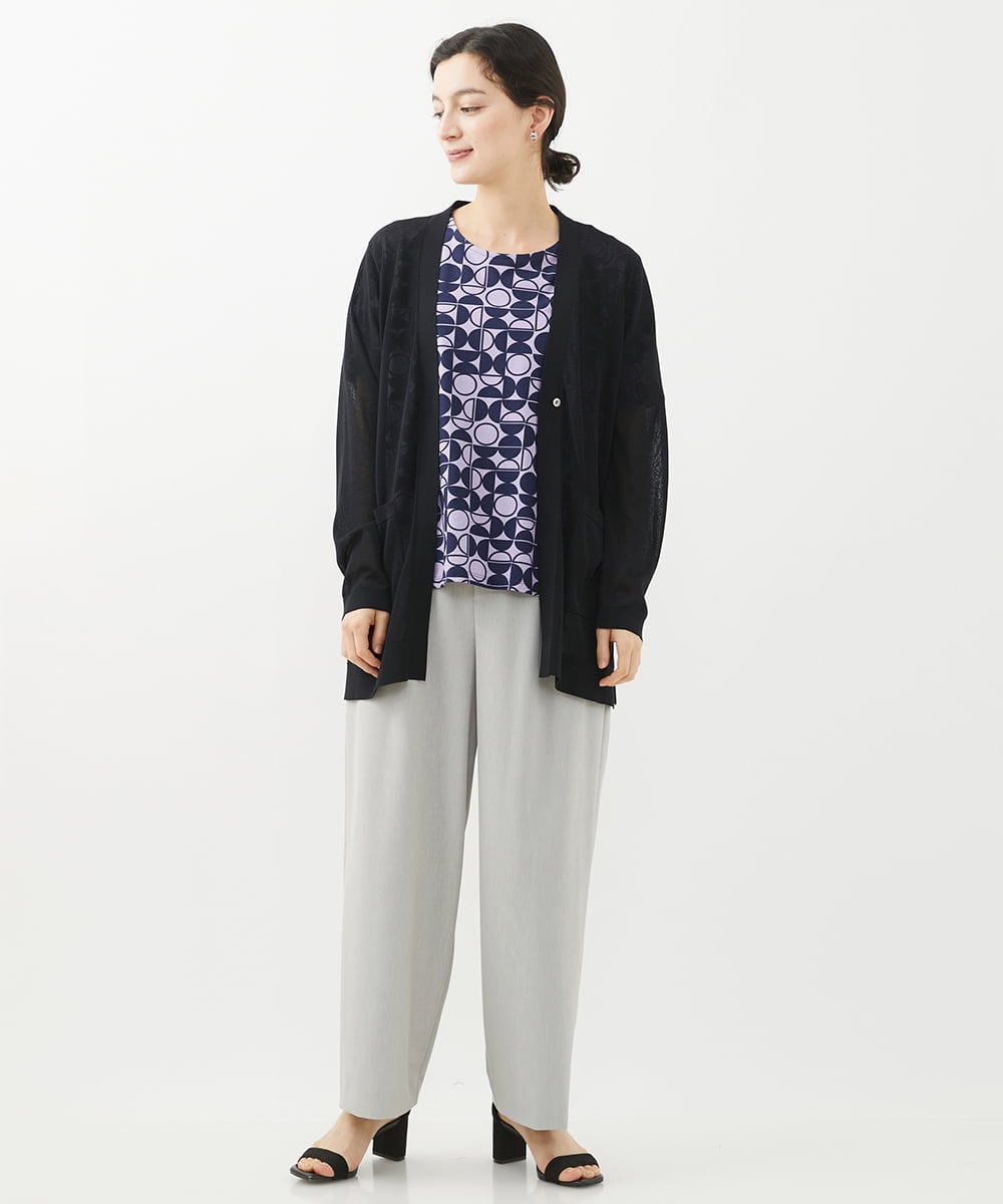 PHLHX37210 GEORGES RECH(小さいサイズ)(メゾン ドゥ サンク) ツイルタックワイドストレートパンツ ライトグレー