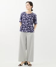 PHLHX37210 GEORGES RECH(小さいサイズ)(メゾン ドゥ サンク) ツイルタックワイドストレートパンツ ライトグレー