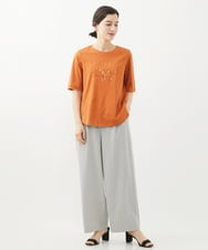 PHLHX37210 GEORGES RECH(小さいサイズ)(メゾン ドゥ サンク) ツイルタックワイドストレートパンツ ライトグレー