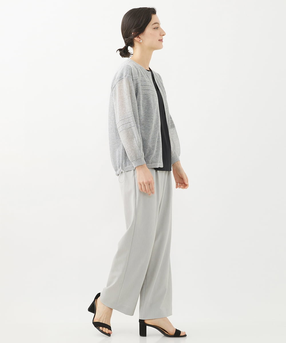 PHLHX37210 GEORGES RECH(小さいサイズ)(メゾン ドゥ サンク) ツイルタックワイドストレートパンツ ライトグレー