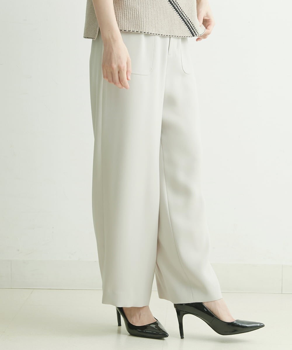 PHLJQ24230 GEORGES RECH(小さいサイズ)(メゾン ドゥ サンク) ストレッチワイドパンツ ブラック