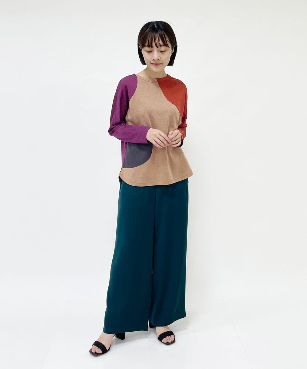 PHLJQ24230 GEORGES RECH(小さいサイズ)(メゾン ドゥ サンク) ストレッチワイドパンツ ブラック