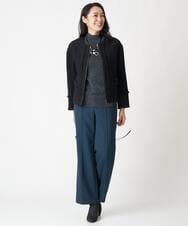 PHLJS38290 GEORGES RECH(小さいサイズ)(メゾン ドゥ サンク) [日本製]トライアングルジャカードフレアパンツ ブラック系