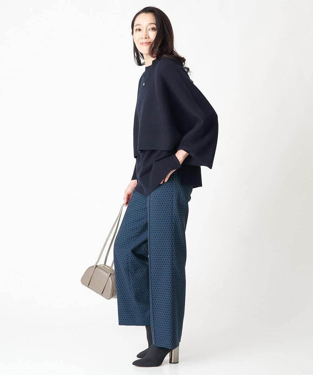 PHLJS38290 GEORGES RECH(小さいサイズ)(メゾン ドゥ サンク) [日本製]トライアングルジャカードフレアパンツ ブラック系