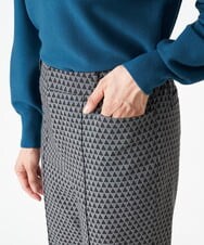 PHLJS38290 GEORGES RECH(小さいサイズ)(メゾン ドゥ サンク) [日本製]トライアングルジャカードフレアパンツ ブラック系