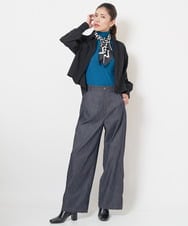 PHLJU30230 GEORGES RECH(小さいサイズ)(メゾン ドゥ サンク) シャンブレーデニムワイドパンツ ネイビー