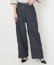 PHLJU30230 GEORGES RECH(小さいサイズ)(メゾン ドゥ サンク) シャンブレーデニムワイドパンツ ネイビー