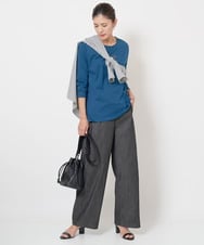 PHLJU30230 GEORGES RECH(小さいサイズ)(メゾン ドゥ サンク) シャンブレーデニムワイドパンツ ネイビー
