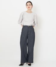 PHLJU30230 GEORGES RECH(小さいサイズ)(メゾン ドゥ サンク) シャンブレーデニムワイドパンツ ネイビー