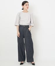 PHLJU30230 GEORGES RECH(小さいサイズ)(メゾン ドゥ サンク) シャンブレーデニムワイドパンツ ネイビー