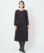 PHPAD22450 GEORGES RECH(小さいサイズ)(メゾン ドゥ サンク)  [日本製]ダブルフェイスロゴワンピース ネイビー