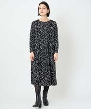 PHPAD22450 GEORGES RECH(小さいサイズ)(メゾン ドゥ サンク)  [日本製]ダブルフェイスロゴワンピース ネイビー